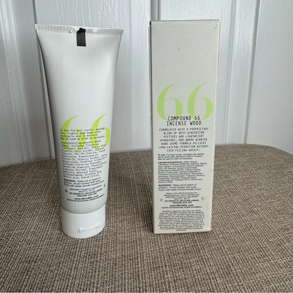 MIIM MIIC 66 Hand Cream Creme Lotion 4 oz Incense Wood Hydro-Blast Hyaluronic